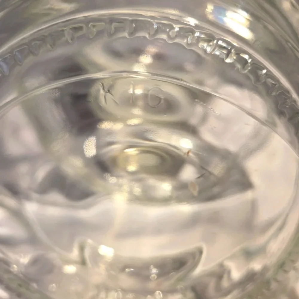 Vintage Kig Indonesia Clear Glass Cookie Jar Embossed Fruit Canister + Lid 11